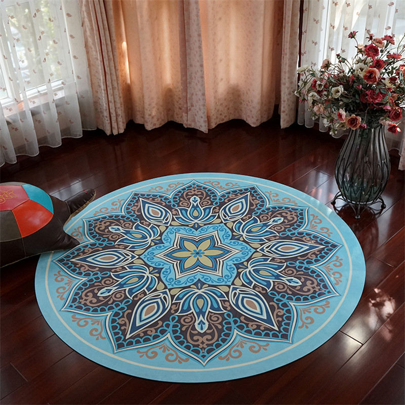 Custom Printed Friendly Rubber Foldable Round Yoga Mat with Strap