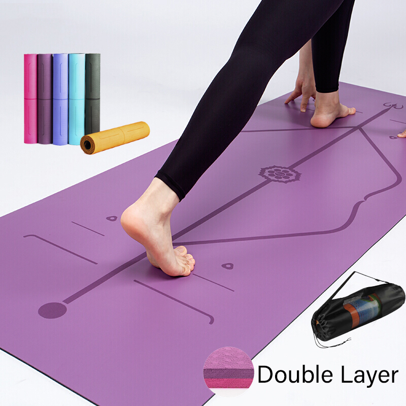 Single Layer Anti-slip TPE Yoga Mat with Position Line - FDT Rubber